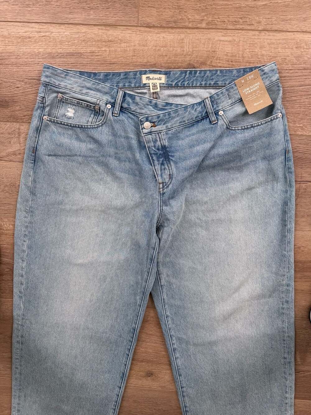 Madewell Low-Slung Straight Criss-Cross Waist Jeans 18W Light Wash NWT - Picture 6 of 14